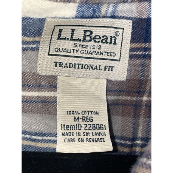 LL BEAN Medium Reg Shirt Mens Flannel Scotch Plaid Traditional Fit Button Down - Picture 2 of 4